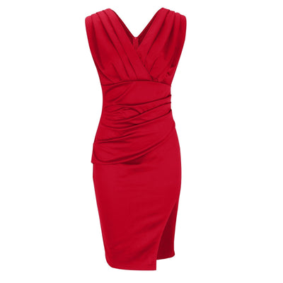 Fresia | Vestido justo com decote em V e fenda