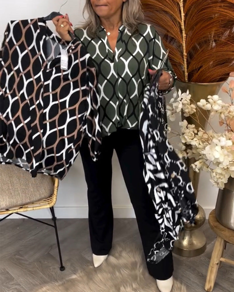 Janny™ | Blusa casual com mangas compridas e estampa elegante