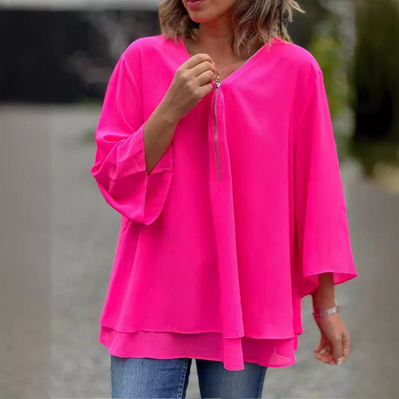 Margot | Blusa de chiffon com zíper