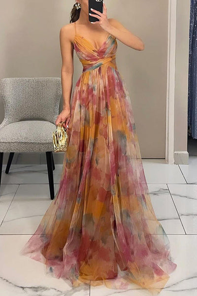 Giselle - Vestido longo com estampa floral encantadora