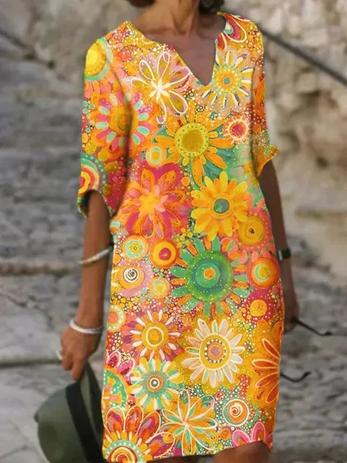 Concetta™ | VESTIDO FLORAL COLORIDO PERFEITO PARA QUALQUER OCASIÃO