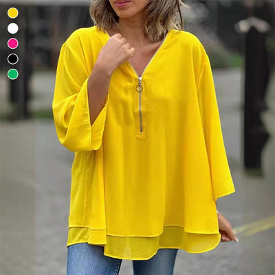 Margot | Blusa de chiffon com zíper