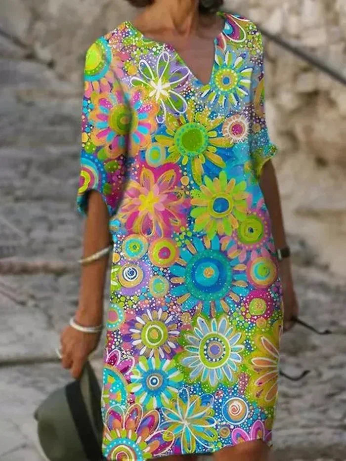 Concetta™ | VESTIDO FLORAL COLORIDO PERFEITO PARA QUALQUER OCASIÃO