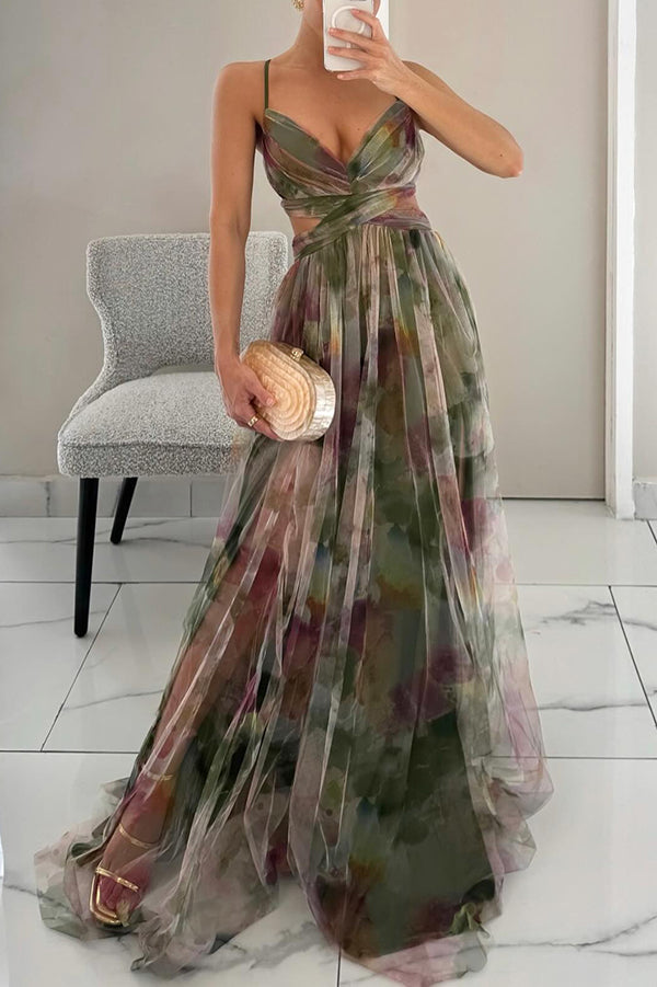 Giselle - Vestido longo com estampa floral encantadora