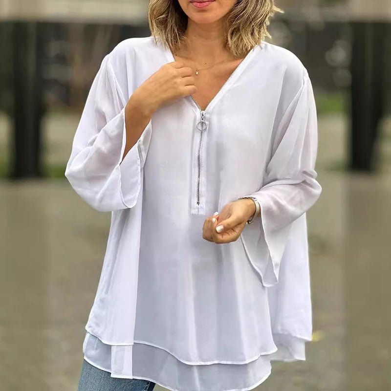 Margot | Blusa de chiffon com zíper