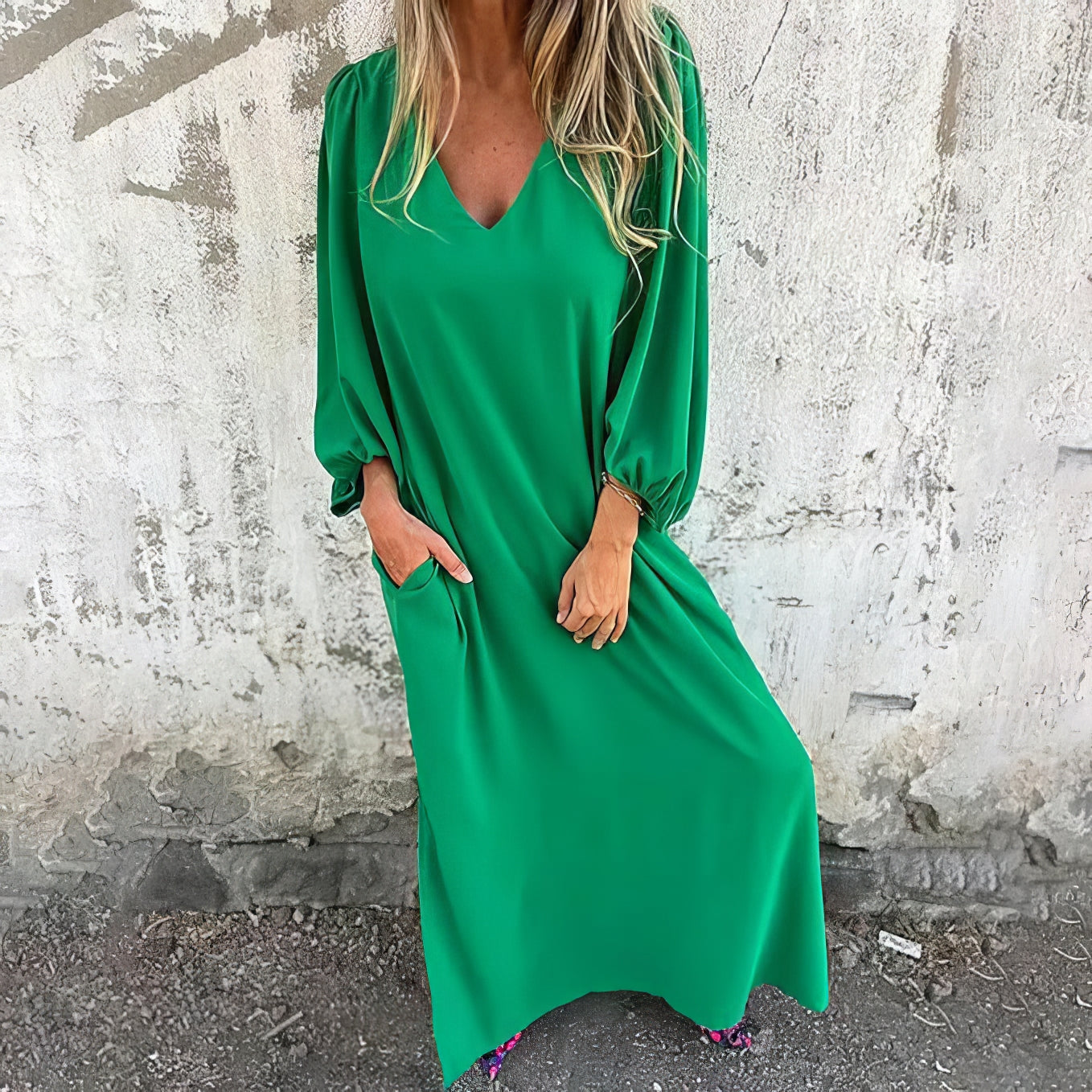 Diana - Vestido longo estilo boho com bolsos